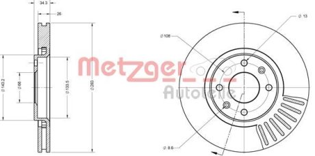 Тормозной диск METZGER 6110050 (фото 1)