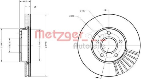 Тормозной диск METZGER 6110070 (фото 1)