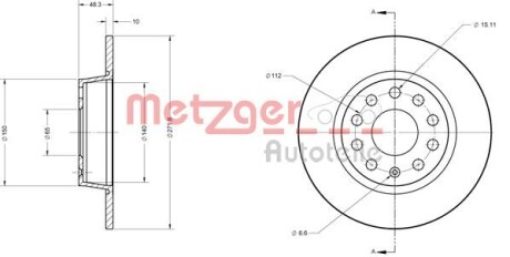 Тормозной диск METZGER 6110108