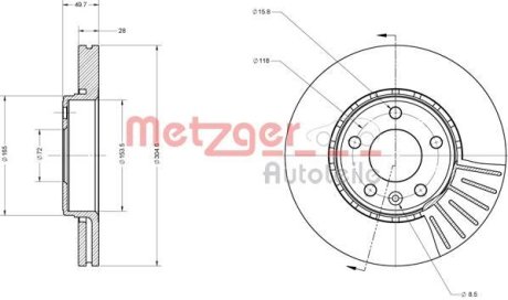 Тормозной диск METZGER 6110112 (фото 1)