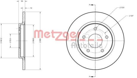 Тормозной диск METZGER 6110120 (фото 1)