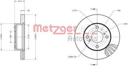 Тормозной диск METZGER 6110169 (фото 1)