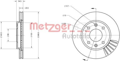 Тормозной диск METZGER 6110173