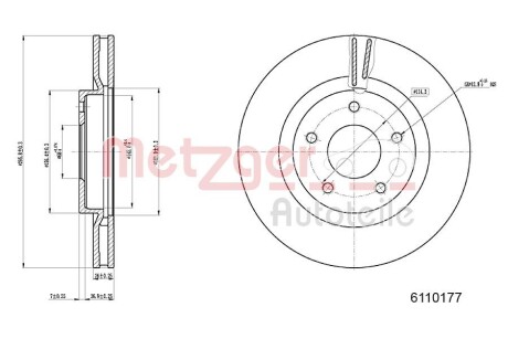 Тормозной диск METZGER 6110177