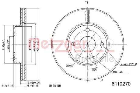 Тормозной диск METZGER 6110270