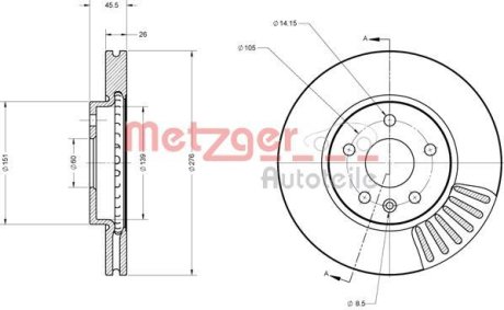 Тормозной диск METZGER 6110279