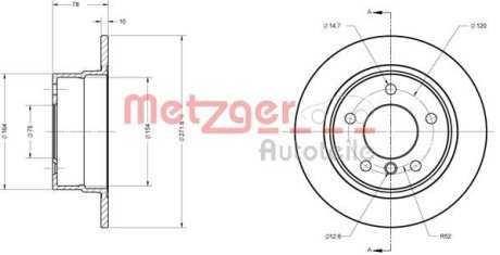 Тормозной диск METZGER 6110288