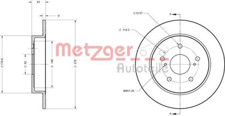 Тормозной диск METZGER 6110330 (фото 1)