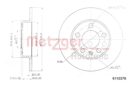 Тормозной диск METZGER 6110376