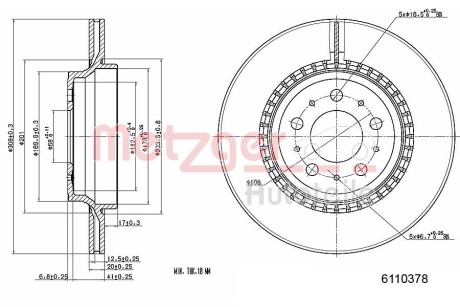 Тормозной диск METZGER 6110378