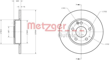 Тормозной диск METZGER 6110445