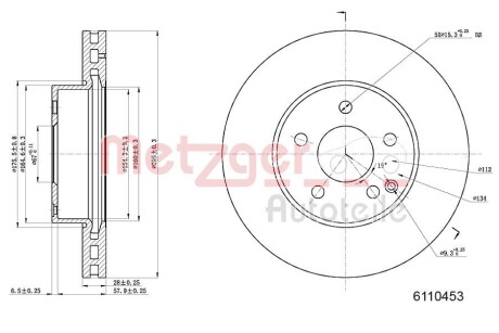 Тормозной диск METZGER 6110453