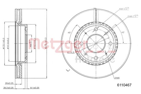 Тормозной диск METZGER 6110467