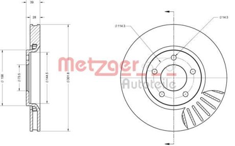 Тормозной диск METZGER 6110622 (фото 1)