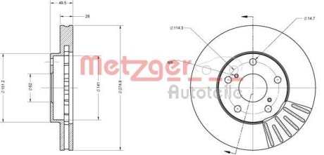 Тормозной диск METZGER 6110624 (фото 1)