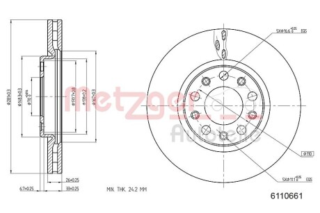 Тормозной диск METZGER 6110661