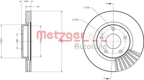 Тормозной диск METZGER 6110684