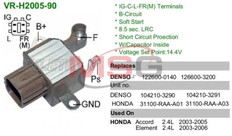 Реле регулятор генератора MOBILETRON VRH200590