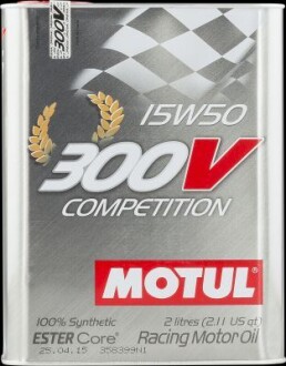 Олива 300CV Competition SAE 15W50 2L 4Т(для раритетних авто з відреставрованим двигуном) MOTUL 104244