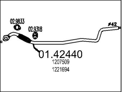 Проміжна труба вихл. системи MTS 01.42440 (фото 1)