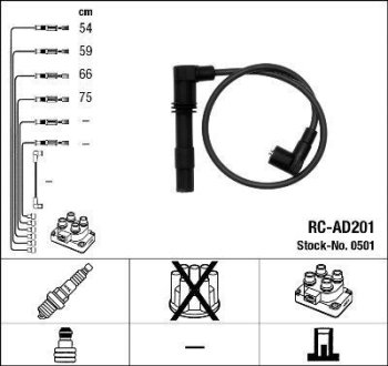 Комплект проводов зажигания NGK RC-AD 201 (фото 1)