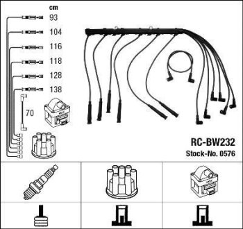 Комплект проводов зажигания NGK RC-BW 232