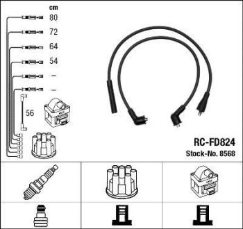 Комплект проводов зажигания NGK RC-FD824 (фото 1)