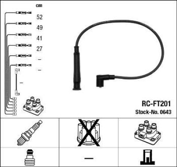 Комплект проводов зажигания NGK RC-FT201