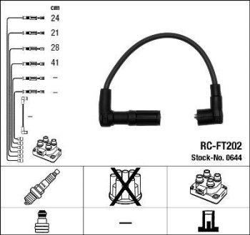 Комплект проводов зажигания NGK RC-FT 202