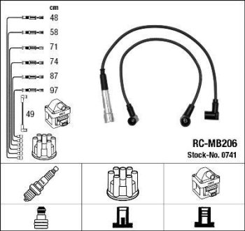 Комплект проводов зажигания NGK RC-MB 206