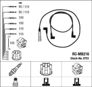 Комплект проводов зажигания NGK RC-MB216