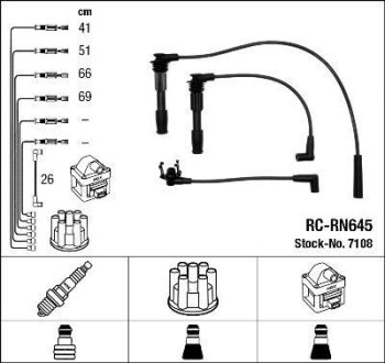 Комплект проводов зажигания NGK RC-RN 645