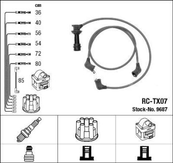 Комплект проводов зажигания NGK RC-TX07