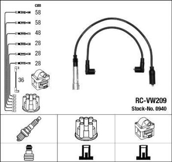 Комплект проводов зажигания NGK RC-VW209 (фото 1)