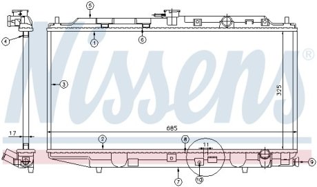 Радиатор, охлаждения дивгателя NISSENS 62256