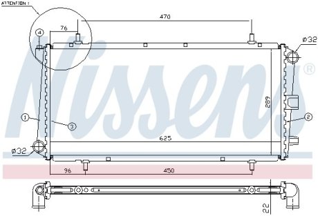 Радиатор, охлаждения дивгателя NISSENS 62785A