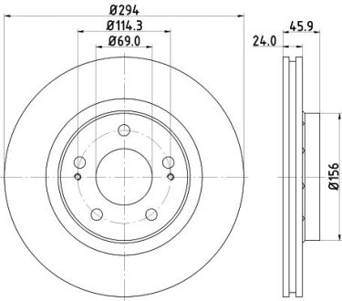 Диск тормозной передний Peugeot 4007 2.0, 2.2, 2.4 (07-13)/ Mitsubishi Outlander III 2.0, 2.2 (12-) NISSHINBO ND3044K