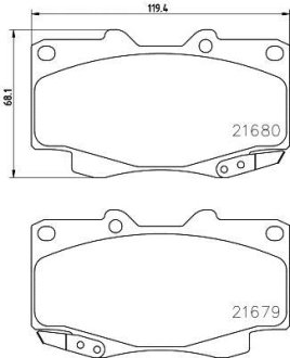 Гальмівні колодки TOYOTA FORTUNER (_N5_, _N6_); HILUX VII Pickup (_N1_, _N2_, _N3_) Front Ax NISSHINBO NP1039 (фото 1)