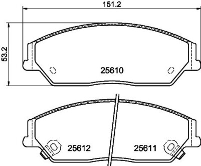 Колодки тормозные дисковые передние Toyota Camry 2.0, 2.5 (11-)/BYD M6, S6 2.0, 2.4 (10-) NISSHINBO NP1052