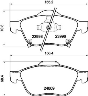 Колодки тормозные дисковые передние Toyota Avensis 1.6, 1.8, 2.0 (97-03) NISSHINBO NP1117