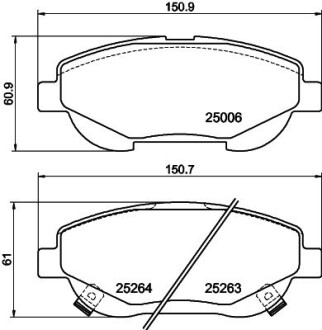 Гальмівні колодки TOYOTA Avensis/Verso "F (201012->) "08>> NISSHINBO NP1158