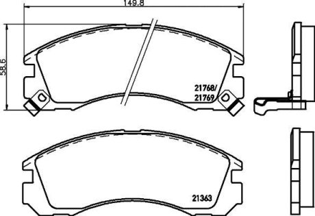 Колодки тормозные дисковые передние Mitsubishi L200 2.0, 2.5 (96-07), Lancer, Outlander 2.0, 2.2 (06-) NISSHINBO NP3001 (фото 1)