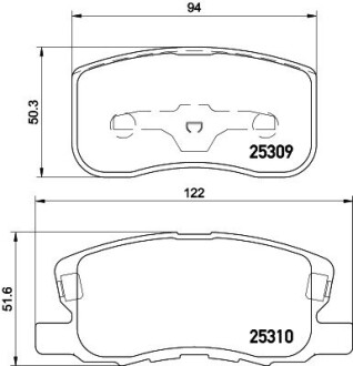 Колодки тормозные дисковые передние Mitsubishi Colt 1.1, 1.3, 1.5 (04-12) NISSHINBO NP3020 (фото 1)