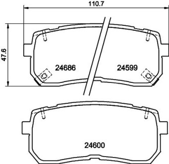 Гальмівні колодки HYUNDAI, KIA ix55, SORENTO III (UM) Rear Axle NISSHINBO NP6099 (фото 1)