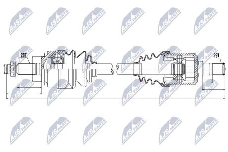 Полуось левая Honda CR-V 01-07, FR-V NTY NPWHD041