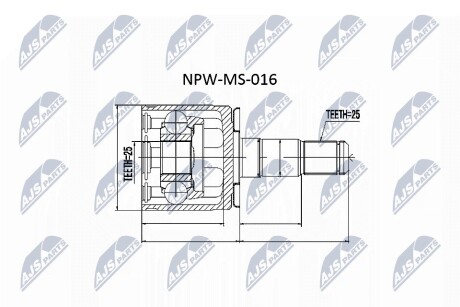 ШАРНИР РАВНЫХ УГЛОВЫХ СКОРОСТЕЙ NTY NPW-MS-016 (фото 1)