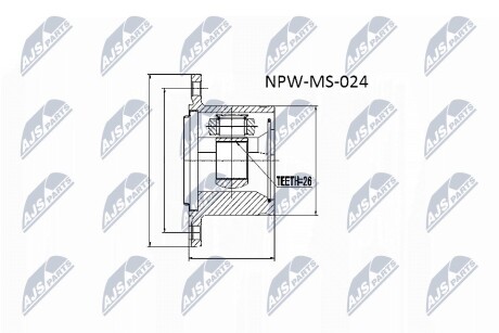 ШАРНИР РАВНЫХ УГЛОВЫХ СКОРОСТЕЙ NTY NPW-MS-024 (фото 1)