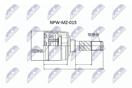 ШАРНИР РАВНЫХ УГЛОВЫХ СКОРОСТЕЙ NTY NPW-MZ-015