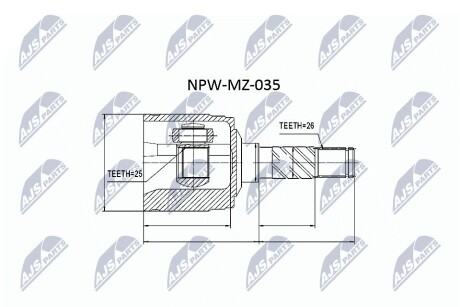 ШАРНИР РАВНЫХ УГЛОВЫХ СКОРОСТЕЙ NTY NPW-MZ-035 (фото 1)