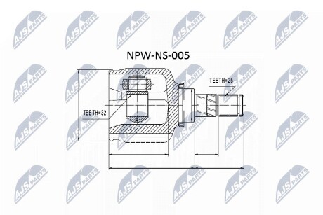 ШАРНИР РАВНЫХ УГЛОВЫХ СКОРОСТЕЙ NTY NPW-NS-005 (фото 1)